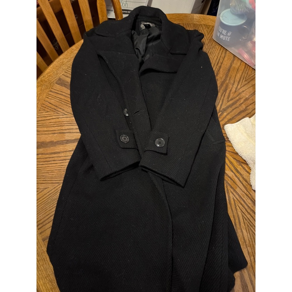 Polo Jeans Co Ralph Lauren Black Wool Blend Long Coat Mens Medium RN 67437